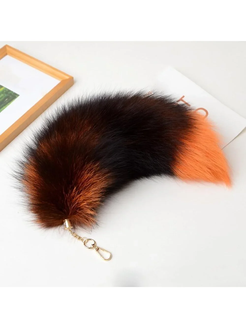 Women's Orange 1 Pendant Cosplay Costume Halloween Furry Tails Keychain Handbag